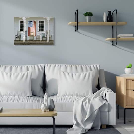 Stupell Industries Distressed Rocking Chair Porch Americana Canvas Wall Art